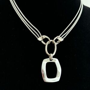 Lia Sophia Silver Square Triad Chain Necklace